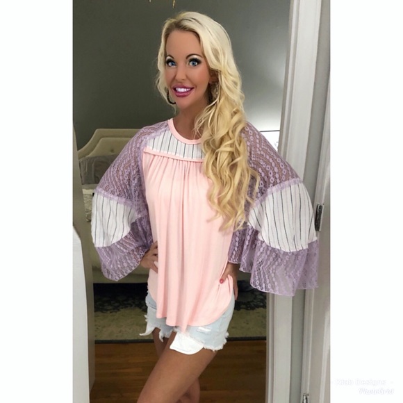 🌸LAST 1! Multi Print Sheer Wise Sleeve Top! - Picture 7 of 8